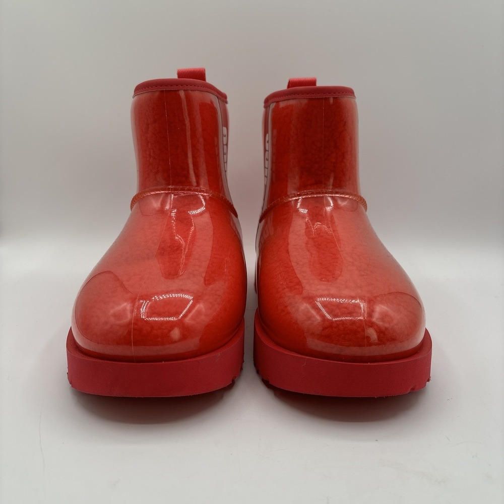 UGG Classic Clear Mini Plush Hibiscus Pink Boots Women's Size 6 Wool Blend - Picture 2 of 11